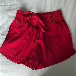 Red running shorts